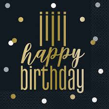 Gold Metallic Happy Birthday - Lunch Napkins 16ct