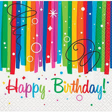 Rainbow Ribbons Birthday - Beverage Napkins 16ct