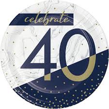 Navy & Gold Milestone Dessert Plates 8ct - 40