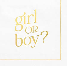 Beverage Napkins 16ct - girl or boy gold trim