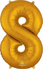 34" Yellow Gold Number - 8