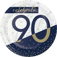Navy & Gold Milestone Dessert Plates 8ct - 90