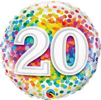 Birthday: #20 Rainbow Confetti - 18"