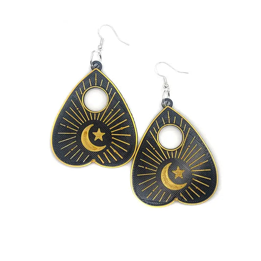 Black and Gold Planchette Earrings