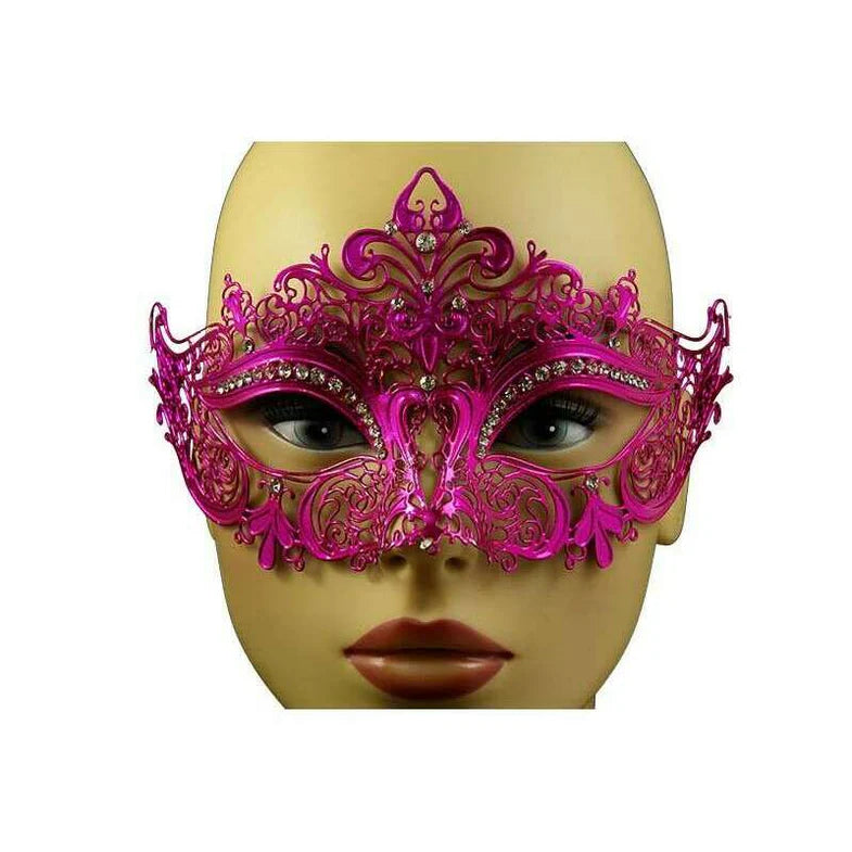 Hot Pink Filigree Masquerade Metal Mask