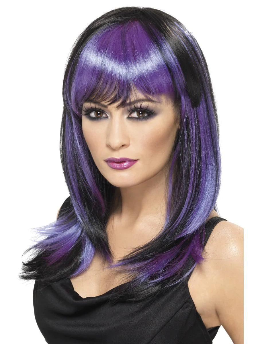 Glamour Witch Wig - Black/Purple