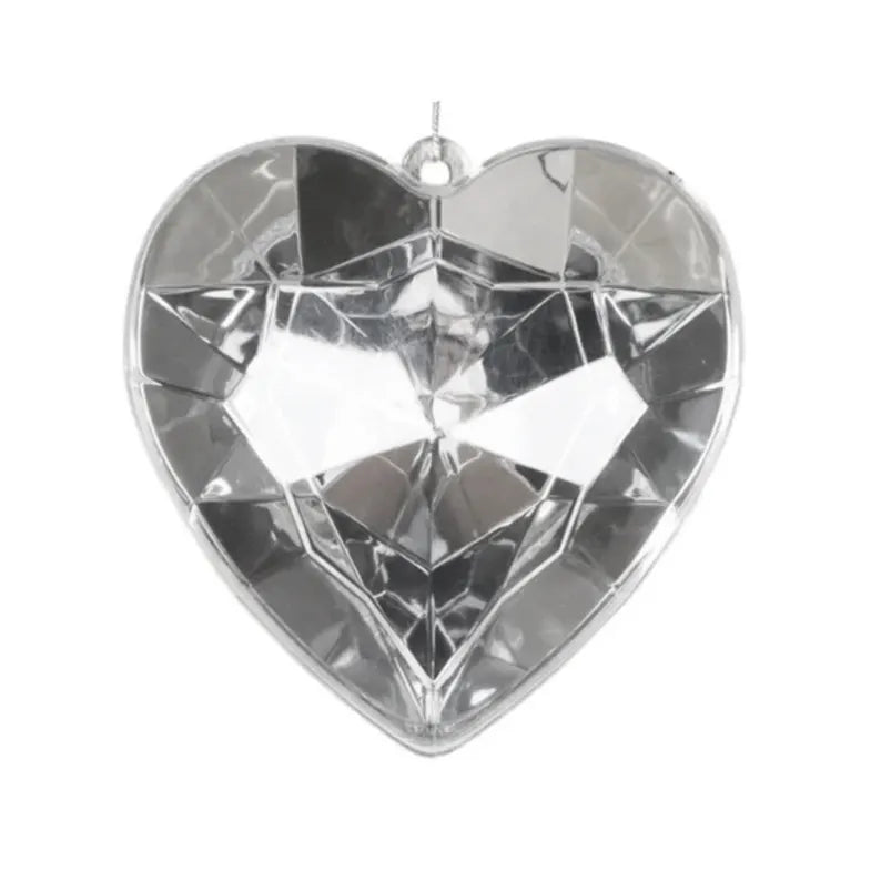 Clear Plastic Crystal Heart Ornament