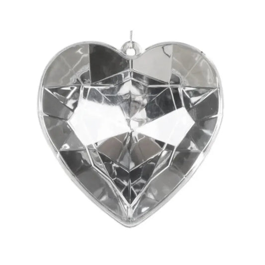 Clear Plastic Crystal Heart Ornament