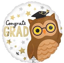 18" congrats grad owl mylar