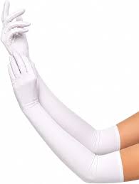 20" Satin Gloves - White