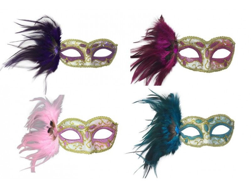 Peacock Feather Masquerade Mask - Assorted