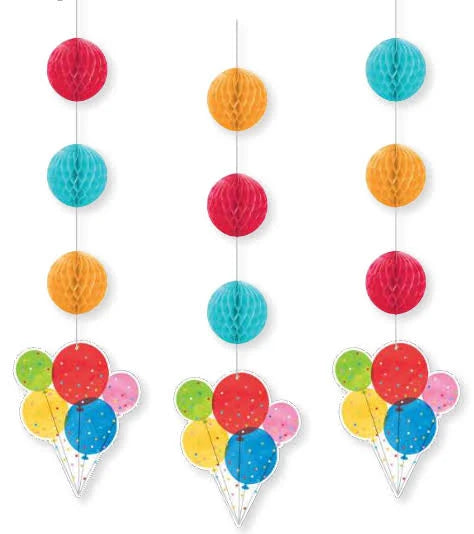 Confetti Balloons - Hanging Honeycomb 3ct