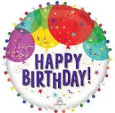 32" HBD Mylar w/ Attached Pom Poms