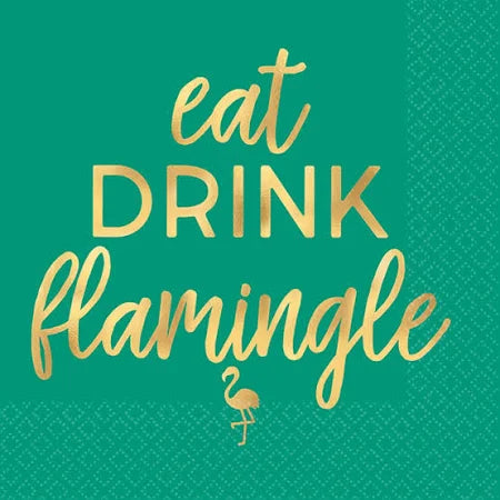Beverage Napkins 16ct - eat DRINK flamingle