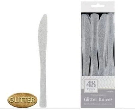 Glitter Knives 48ct - Silver