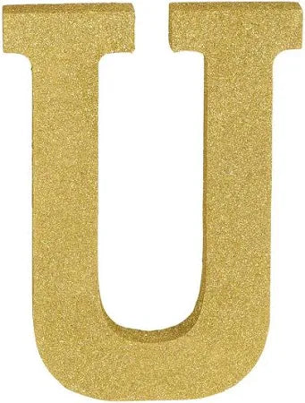 Gold Glitter Letter Decoration - U