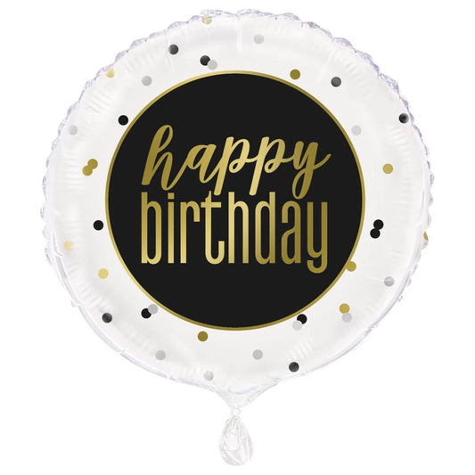 18" Mylar - Gold Metallic Happy Birthday