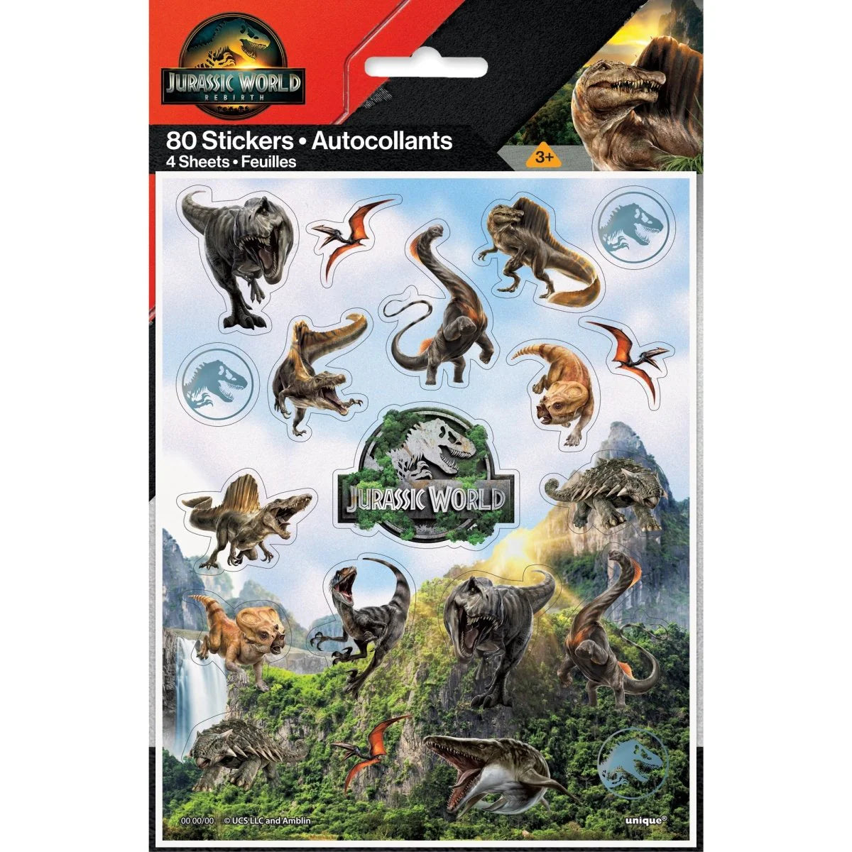 Jurassic park - Sticker Sheet 4ct