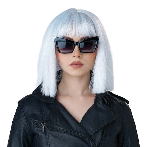 Shimmering Cosplay Bob Wig - White