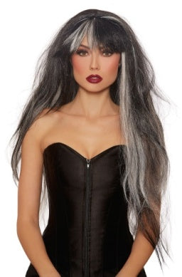 Extra Long Haunted Wig - Black/White