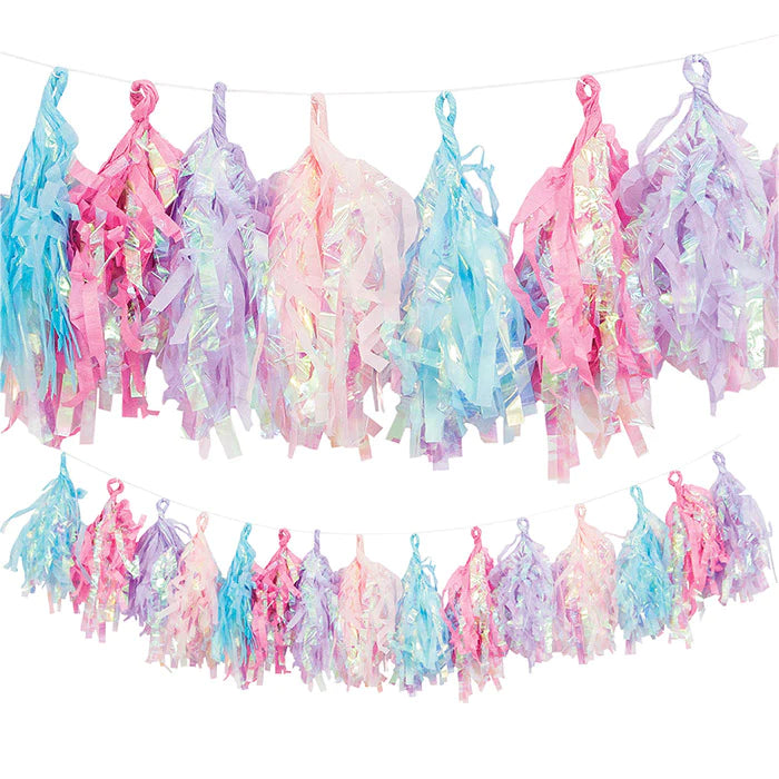 Tissue Tassel Garland - Iridescent 8'