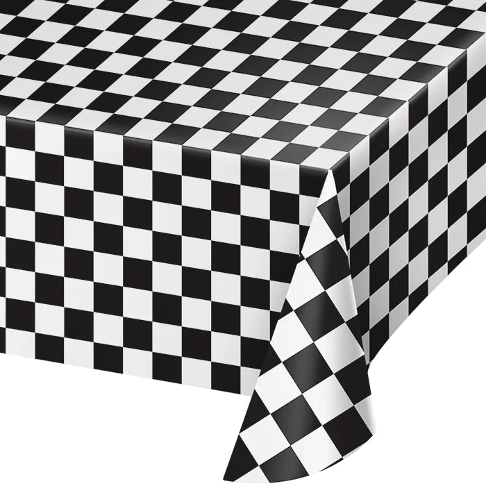 Plastic Table Cover - Black and White Check