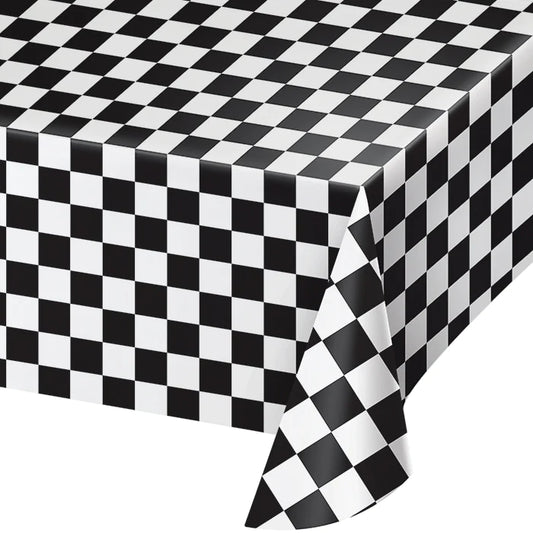 Plastic Table Cover - Black and White Check