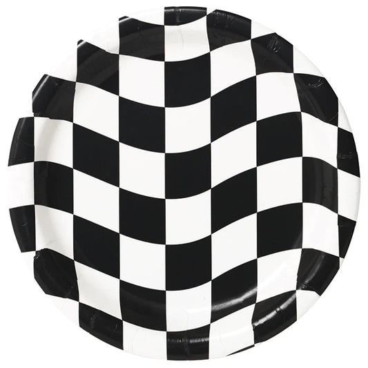Dessert Plates - Black and White Check 8ct.