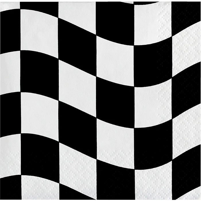 Beverage Napkins - Black and White Check 16ct.