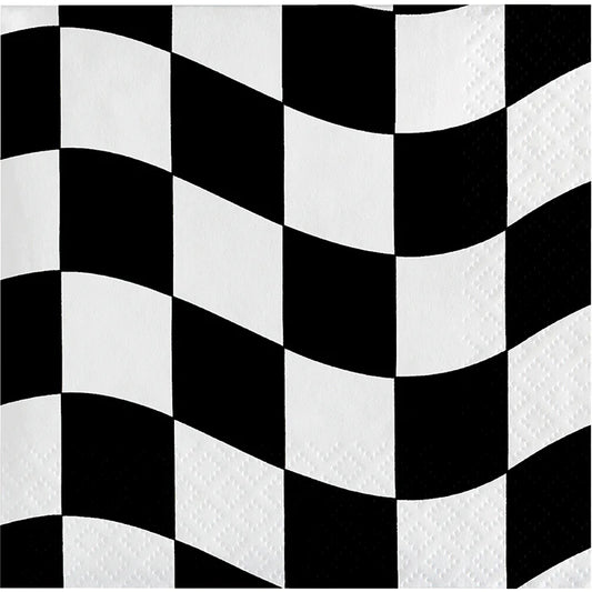 Beverage Napkins - Black and White Check 16ct.