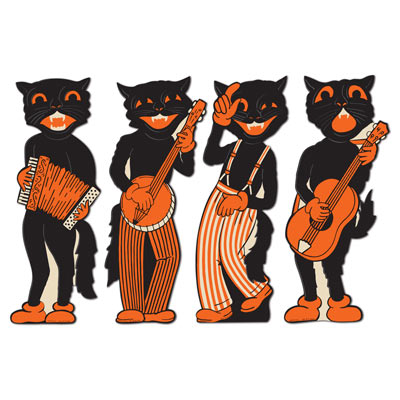 Vintage Halloween Scat Cat Band Cutouts 4ct