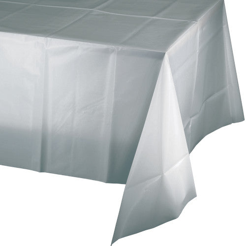 Plastic Table Cover - Shimmering Silver