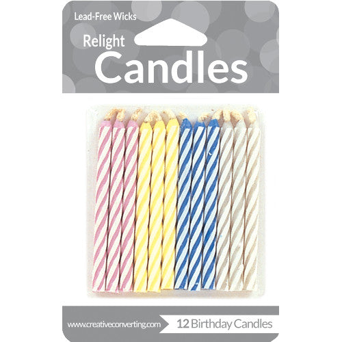 Relight Candles - Stripes 12ct