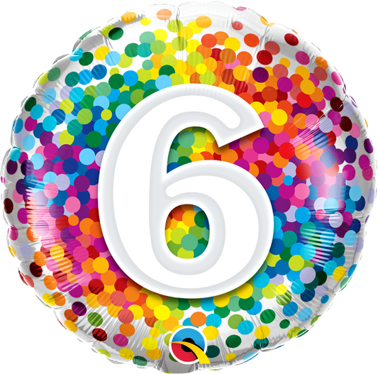 Birthday: #6 Rainbow Confetti - 18"