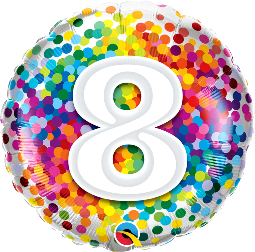 Birthday: #8 Rainbow Confetti - 18"
