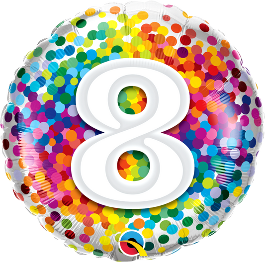 Birthday: #8 Rainbow Confetti - 18"