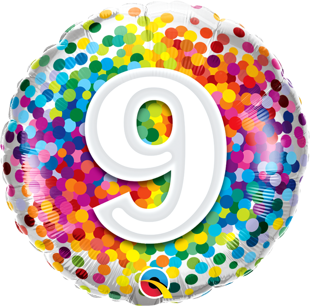 Birthday: #9 Rainbow Confetti - 18"