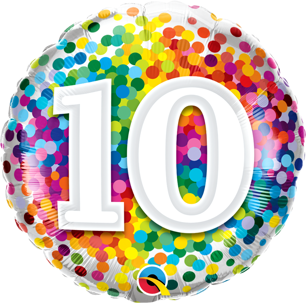 Birthday: #10 Rainbow Confetti - 18"