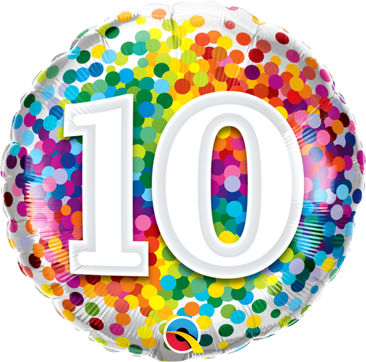 Birthday: #10 Rainbow Confetti - 18"