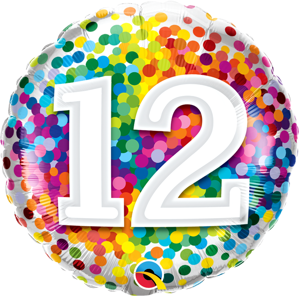Birthday: #12 Rainbow Confetti - 18"