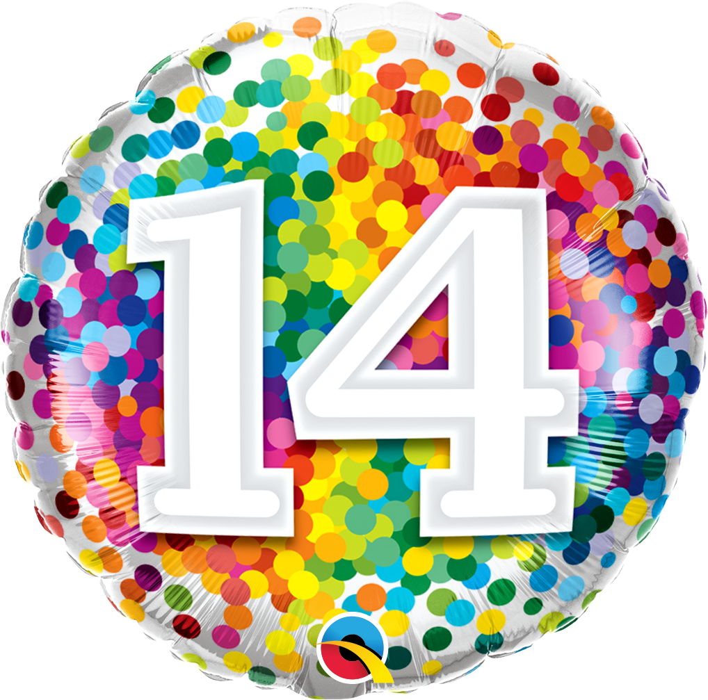 Birthday: #14 Rainbow Confetti - 18"