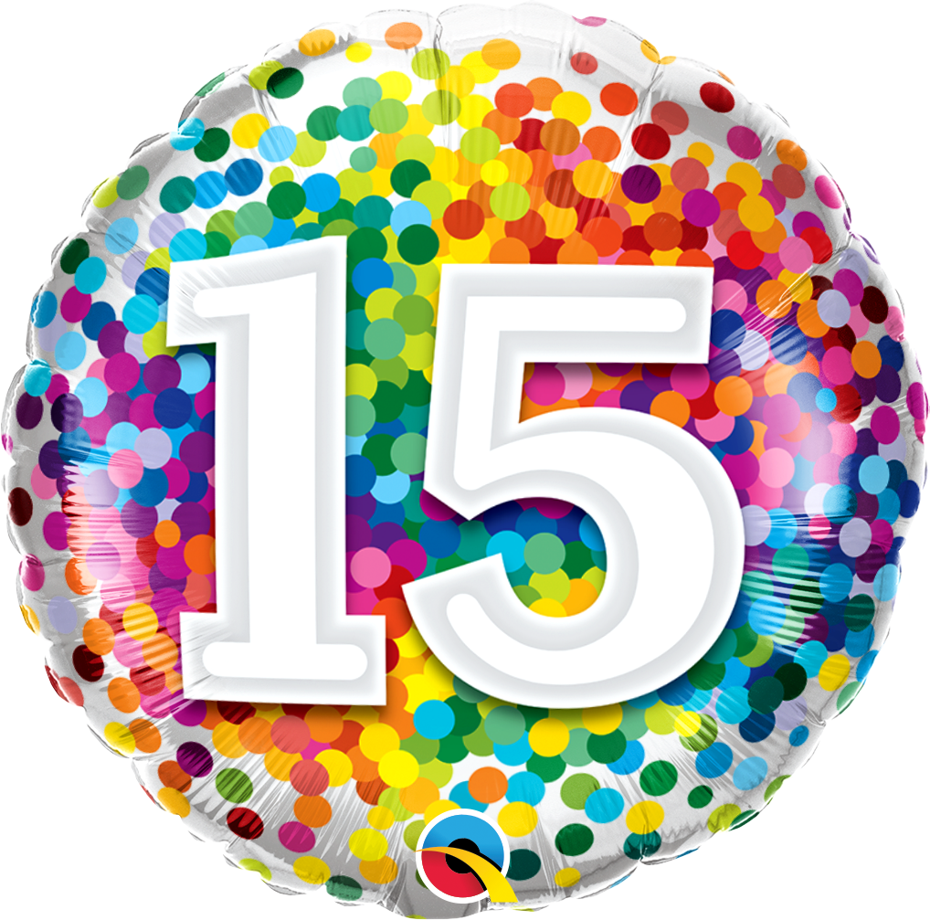 Birthday: #15 Rainbow Confetti - 18"