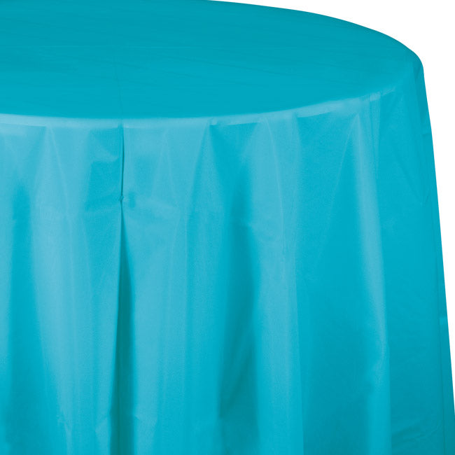 Round Plastic Table Cover - Bermuda Blue