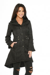 Blair Coat in Black Brocade
