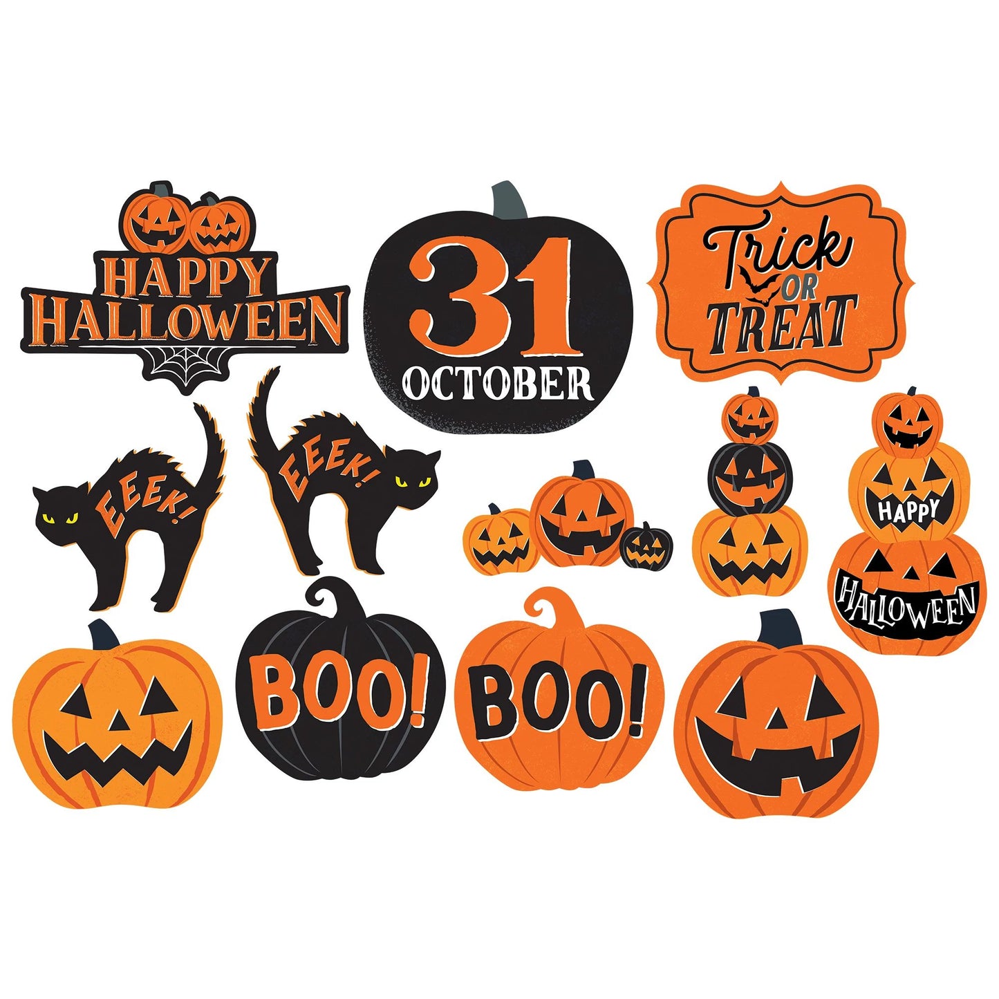 Cutouts - Classic Orange & Black Halloween 12ct