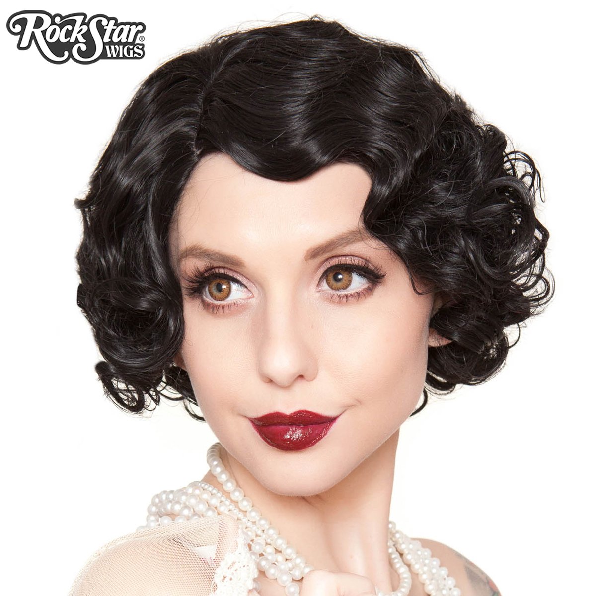 Flapper Wig With Waves - Black