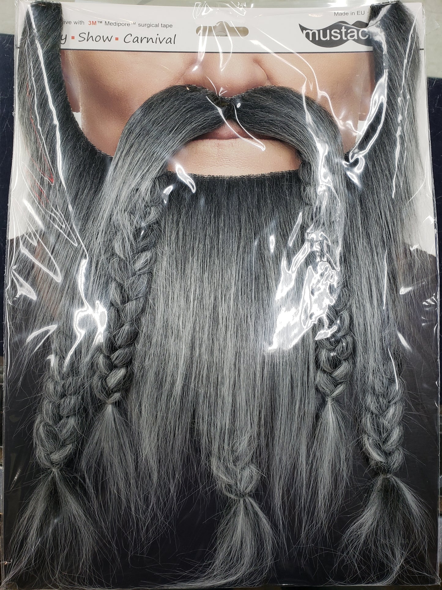 Braided Mustache & 3 Braided Beard - Grey