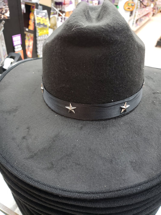 Deluxe Stud Silver Star Black Cowboy Hat
