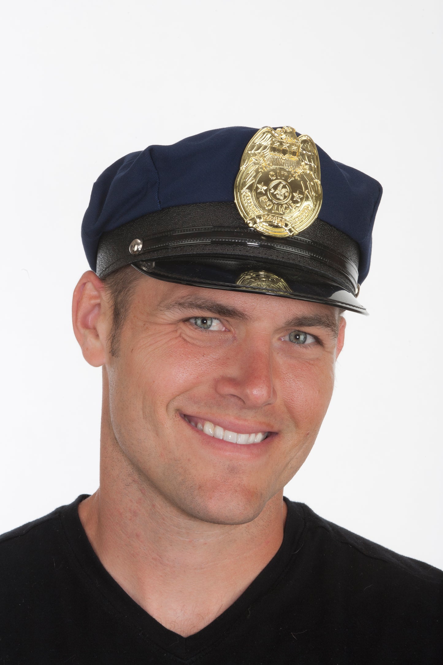 Police Cap With Badge - Black