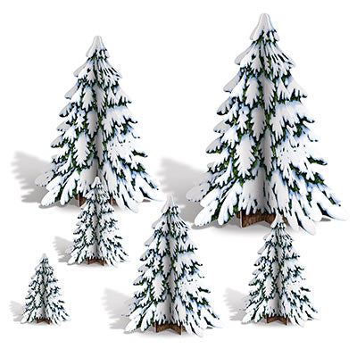 3-D Winter Pine Tree Centerpieces 6ct